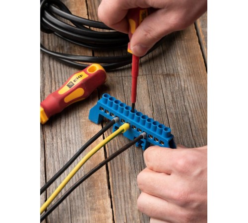 Шина "0" N 63.12 нейлоновый корпус на DIN-рейку (латунь) синий EKF PROxima  sn0-63-12-dn  EKF