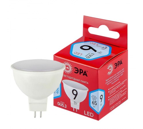 Лампа светодиодная LED MR16-9W-840-GU5.3 R (диод, софит, 9Вт, нейтр, GU5.3)  Б0050199  ЭРА