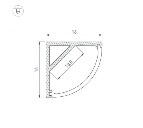 Профиль алюминиевый для светодиодной ленты ARH-KANT-H16-2000 ANOD  016178  Arlight
