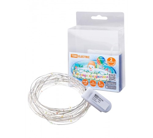 Гирлянда светодиодная "Роса20" 20LED, 2м, многоцвет., 2хCR2032 ,  SQ0361-0059  TDM ELECTRIC