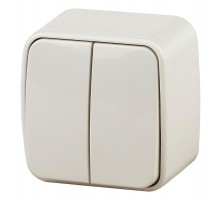 3-104-02 Intro Выключатель двойной, 10А-250В, IP20, ОУ, Polo, сл.кость  Б0036121  Intro