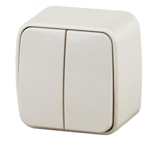 3-104-02 Intro Выключатель двойной, 10А-250В, IP20, ОУ, Polo, сл.кость  Б0036121  Intro