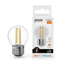 Лампа светодиодная   Filament Elementary Шар 8W 510lm 2700К Е27 LED 1/10/100  52218  Gauss