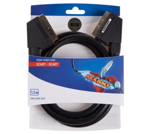 Шнур SCART - SCART (21pin) 1.5М (GOLD)  06-3075  REXANT