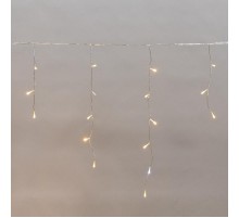 Бахрома (Айсикл) 25х0,6м, мерцающий Flashing, прозрачный ПВХ, IP44, 588LED Теплые белые, 230В  255-596  NEON-NIGHT