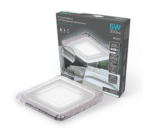 Светильник светодиодный Bubbles BL321 Квадр. 3+3W LED 4000K 350лм103x103мм O80 1/40  BL321  Gauss