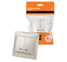 Выключатель 2 кл. с подсветкой 10А перламутр "Лама"  SQ1815-0805  TDM