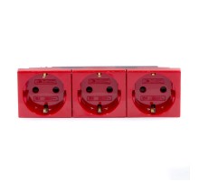 Тройная розетка Viva красная  45013  DKC