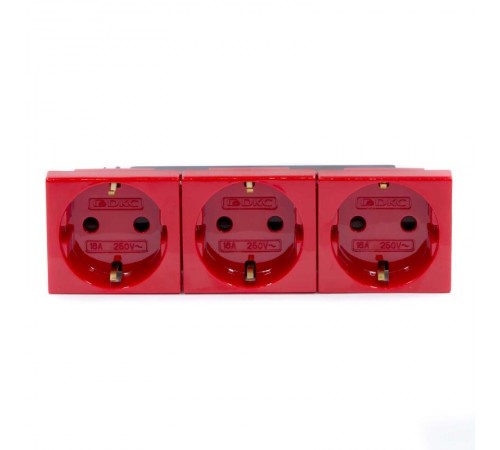 Тройная розетка Viva красная  45013  DKC
