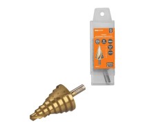 Сверло по металлу ступенчатое, 10-45 мм, 8 ступеней, нитрид., HSS, цилиндр. хв., "Рубин"   SQ1090-0721  TDM