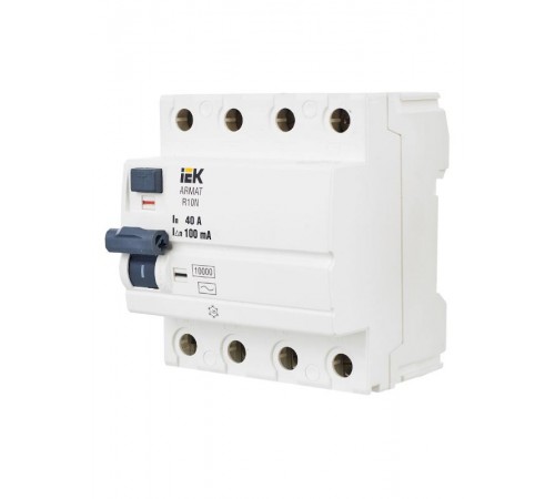 Выключатель дифференциальный (УЗО) R10N 4P 40А 100мА тип AC ARMAT  AR-R10N-4-040C100  IEK