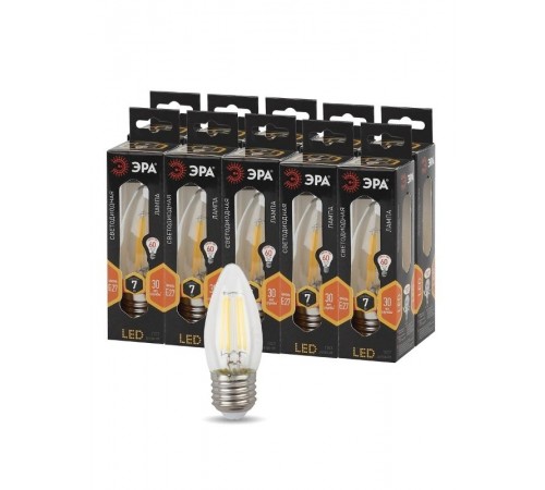 Лампа светодиодная F-LED B35-7W-827-E27 Лампы СВЕТОДИОДНЫЕ F-LED ЭРА (филамент, свеча, 7Вт, тепл, E27)  Б0027950  ЭРА