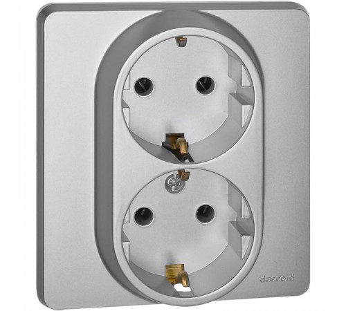 Inspiria Алюминий Розетка 2-ая с заземлением С/У 16А с рамкой  673752  Legrand