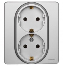 Inspiria Алюминий Розетка 2-ая с заземлением С/У 16А с рамкой  673752  Legrand