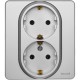 Inspiria Алюминий Розетка 2-ая с заземлением С/У 16А с рамкой  673752  Legrand