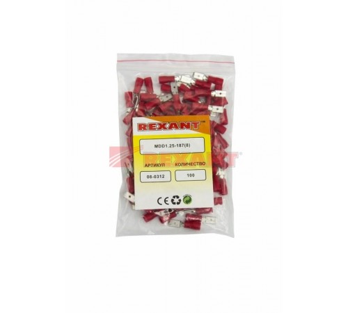 Клемма плоская изолированная штекер 4.8 мм 0.5-1.5 мм (РПи-п 1.5-(4.8)/РПИп 1,25-5) красная  08-0312  REXANT