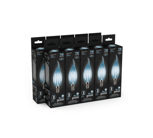 Лампа светодиодная LED 7Вт E14 220В 4100К свеча на ветру  104801207  Gauss