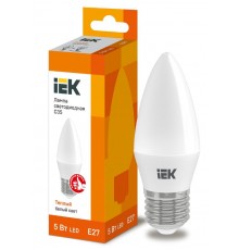 Лампа светодиодная LED 5Вт Е27 220В 3000К C35 свеча  LLE-C35-5-230-30-E27  IEK