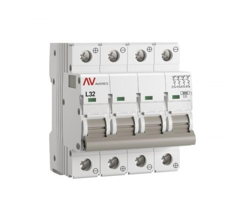 Выключатель автоматический AV-10 DC 4P 32A (L) 10kA AVERES  mcb10-DC-4-32L-av  EKF