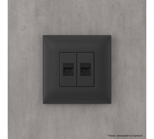 Компьютерная розетка RJ-45 без шторки в стену, кат.6 двойная, "Avanti", "Черный матовый"  4412694  DKC