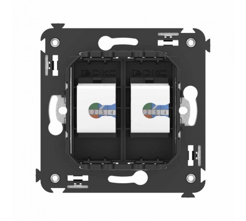 Компьютерная розетка RJ-45 без шторки в стену, кат.6 двойная, "Avanti", "Черный матовый"  4412694  DKC