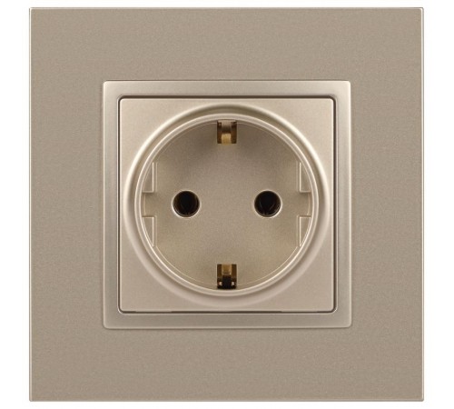 14-2101-04 Розетка с заземлением, 16A-250В, IP20, Эра Elegance, шампань  Б0034268  ЭРА