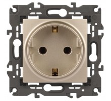 14-2101-04 Розетка с заземлением, 16A-250В, IP20, Эра Elegance, шампань  Б0034268  ЭРА