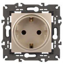 14-2101-04 Розетка с заземлением, 16A-250В, IP20, Эра Elegance, шампань  Б0034268  ЭРА
