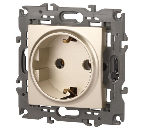 14-2101-04 Розетка с заземлением, 16A-250В, IP20, Эра Elegance, шампань  Б0034268  ЭРА