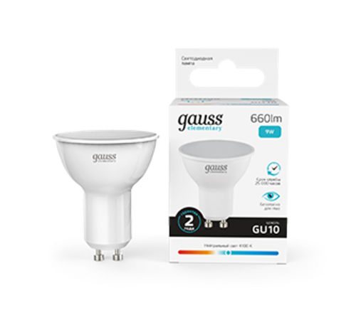 Лампа светодиодная LED Elementary MR16 GU10 9W 660lm 4100К  13629  Gauss