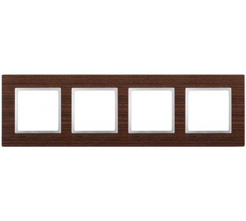 14-5304-10 ЭРА Рамка на 4 поста, дерево, Эра Elegance, венге+алюм  Б0034587  ЭРА