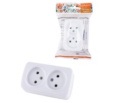 Розетка двойная 2П открытой установки IP20 10А, белая "Дача" Народная  SQ1824-0009  TDM