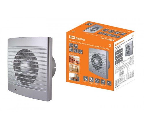 Вентилятор бытовой настенный 100 С-5, серебро  SQ1807-0122  TDM