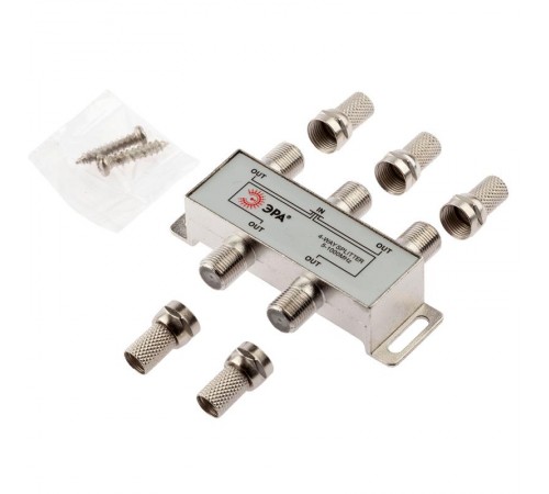 Делитель ТВ   D-F-06 4 ответвления под F разъём в комплекте 5 F разъёмов 5-1000 МГц  Б0048325  ЭРА