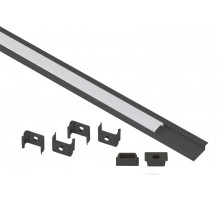 Комплект с врезным анодированным профилем  2206B 22х6мм, 2м, черный САВ251   Б0062792  ЭРА