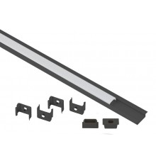 Комплект с врезным анодированным профилем  2206B 22х6мм, 2м, черный САВ251   Б0062792  ЭРА