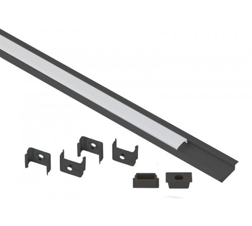 Комплект с врезным анодированным профилем  2206B 22х6мм, 2м, черный САВ251   Б0062792  ЭРА