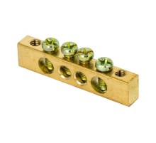 Шина PEN "ноль-земля" (8х12мм) 4 отверстия латунь крепеж по краям EKF PROxima  sn0-125-4-k  EKF