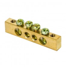 Шина PEN "ноль-земля" (8х12мм) 4 отверстия латунь крепеж по краям EKF PROxima  sn0-125-4-k  EKF