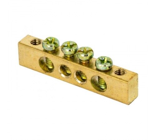 Шина PEN "ноль-земля" (8х12мм) 4 отверстия латунь крепеж по краям EKF PROxima  sn0-125-4-k  EKF