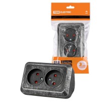 Розетка угловая двойная 2П открытой установки с з/ш IP20 250В 10А серебро "Ладога"  SQ1801-0389  TDM