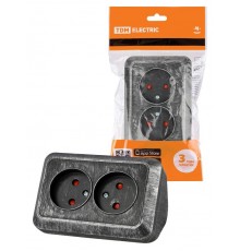 Розетка угловая двойная 2П открытой установки с з/ш IP20 250В 10А серебро "Ладога"  SQ1801-0389  TDM