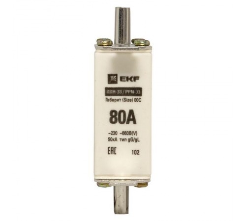 Плавкая вставка ППН-33 100/ 80А габарит 00С  fus-33/100/80  EKF