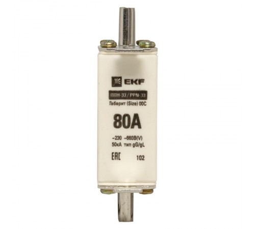 Плавкая вставка ППН-33 100/ 80А габарит 00С  fus-33/100/80  EKF