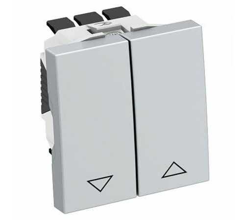 Выключатель для рольставней 2-клавишный 1-полюс 10A 250В, 1 модуль Modul45, 45х45мм алюминиевый лак  6120984  OBO Bettermann