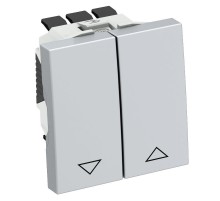 Выключатель для рольставней 2-клавишный 1-полюс 10A 250В, 1 модуль Modul45, 45х45мм алюминиевый лак  6120984  OBO Bettermann