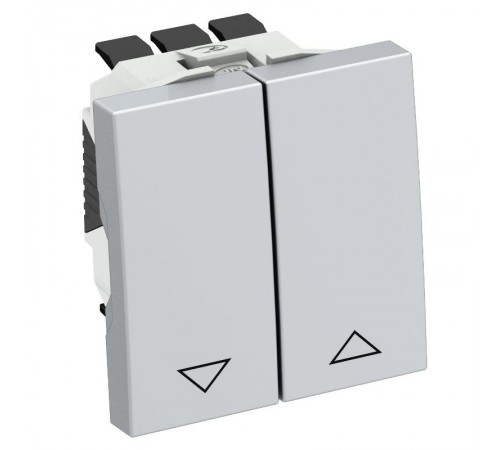 Выключатель для рольставней 2-клавишный 1-полюс 10A 250В, 1 модуль Modul45, 45х45мм алюминиевый лак  6120984  OBO Bettermann