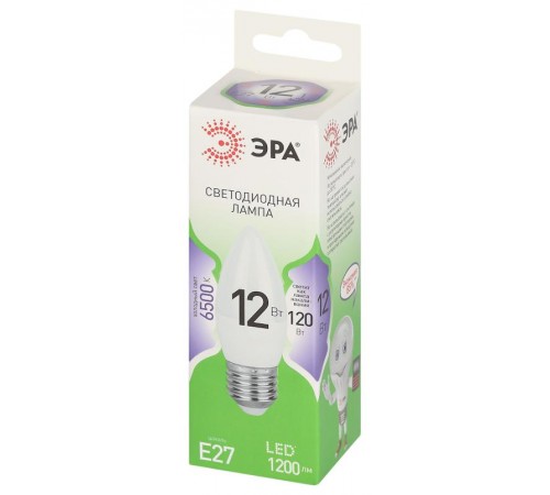 Лампа светодиодная  GREEN LINE LED B35-12W-865-E27 GL E27 12 Вт свеча холодный свет  Б0067127  ЭРА