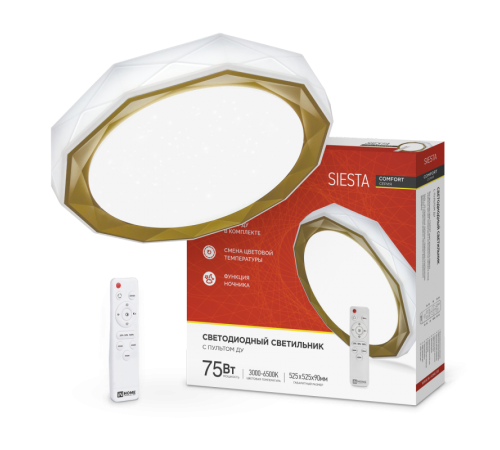 Светильник светодиодный COMFORT SIESTA 75Вт 230В 3000-6500K 6000Лм 500x100мм с пультом ДУ  4690612035161  IN HOME