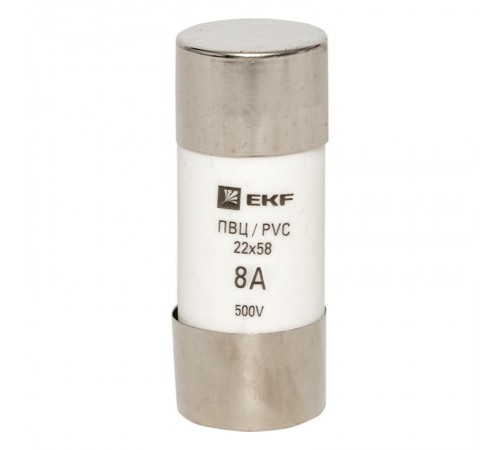 Плавкая вставка цилиндрическая ПВЦ (22х58) 8А  pvc-22x58-8  EKF